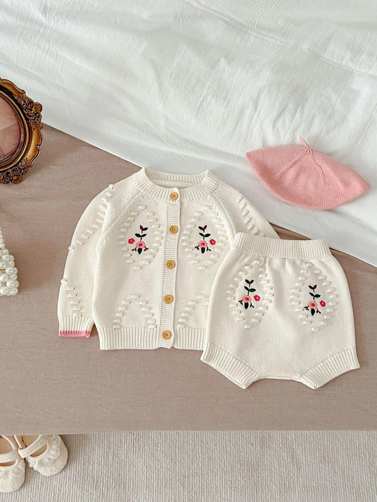 Dainty Knit Embroidered Set // Kids 2 Piece Set