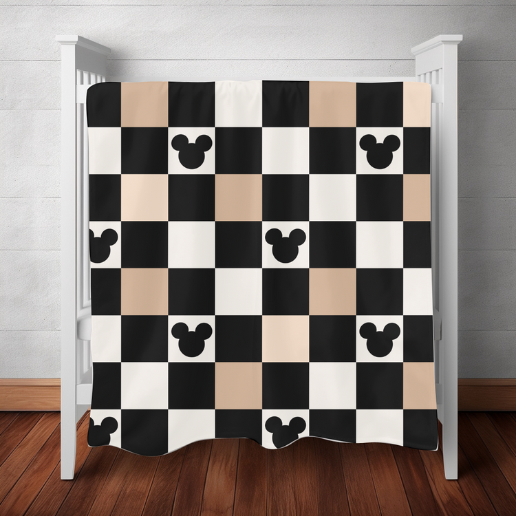 Neutral Checkered Layered Bamboo Blanket
