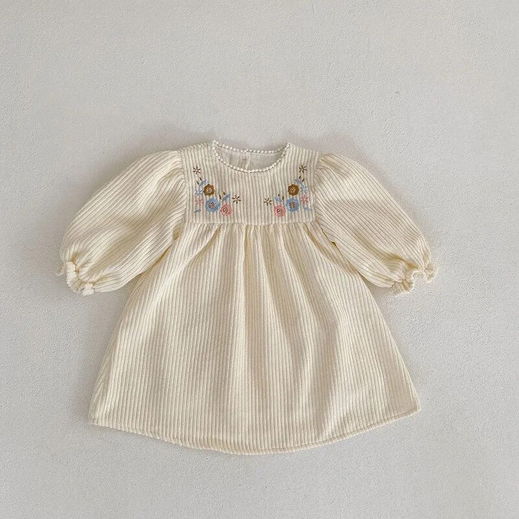 Corduroy Embroidered Dress // Kids Dress