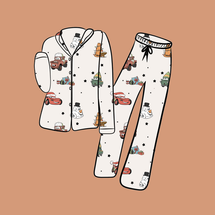 Holiday Cars BUTTON PJ *Adult + Kids* // **Pre-Order**
